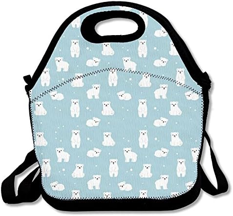 Cartoon Polar Bear Lunch Bag Tote Soft Lunch Box Reusable Insulated Handbag For Women,Girls,Kids