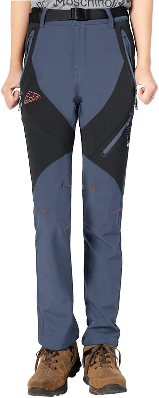 TBMPOY Women's Outdoor Softshell Pants Waterproof Quick Dry Fleece Lined Hiking Cargo Pants: Clothing