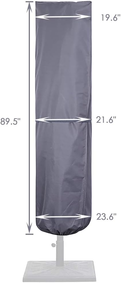 SUPERJARE Updated Patio Umbrella Cover with Rod for 7 to 11 Ft Umbrellas & 15 Ft Double-Sided Umbrellas, 600D Protective Waterproof Cover with Zipper, Gray: Kitchen & Dining