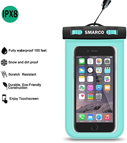 [IPX8 Certified]SMARCO Waterproof Bag,Crystal Touch-Screen Clear Window Waterproof Pouch, Colorful Snap ABS Lock System-Green
