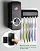 RC Automatic Toothpaste Dispenser, Press to Paste Toothpaste Squeezer and 5 Toothbrush Holders Bathroom Organizer with 2 Hooks, Sticks & Cleaning Brush Black