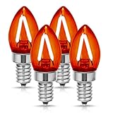 LED Red Light Bulb, DORESshop C7 No Dimmable LED Filament Bulb, 20Watt Equivalent(2W), 200LM, 110V E12 Candelabra Screw Base Light Bulbs for Christmas, Nightlight, Indoor/Outdoor lighting, 4Pack