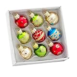 Kurt Adler Petite Treasures Multi Color Ball Christmas Ornament, Set of 9