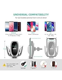Oasser   Cargador de coche inalámbrico para salpicadero de coche, soporte de ventilación de aire con bobina ajustable, 10 W para Samsung Galaxy S9 S9+ S8 S8+ Note 8, 7,5 W para iPhone XS Max Xs XR X 8 8 Plus