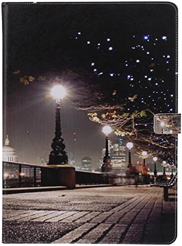 iPad Pro 12.9 Case,Luckycheng Cartoon Pattern Design Slim PU Leather Wallet Smart Shell Cover Stand Case With Card Slots for Apple iPad Pro 12.9 iOS 9 Tablet ( with Auto Wake / Sleep) (night view)
