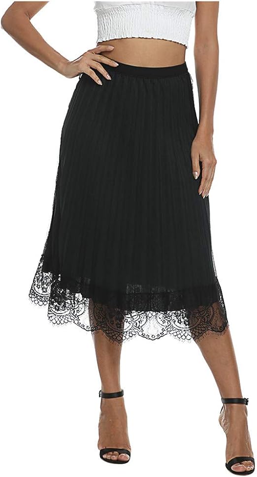 Women's Fashion Midi Skirt Elegant Ladies Elastic Waist