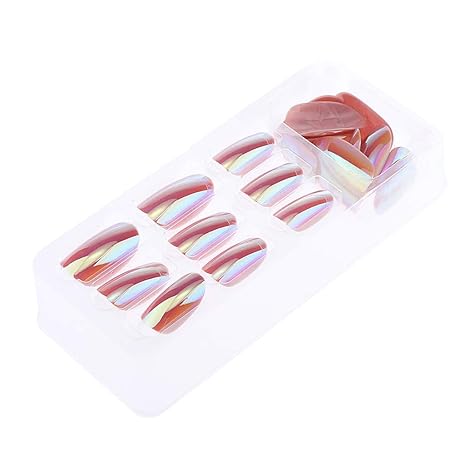 IPOTCH 24 Stück Natürliche Französisch Acryl Künstliche Nägel Gefälschte Falsche Nägel Kunst Tipps für Damen Mädchen - 06