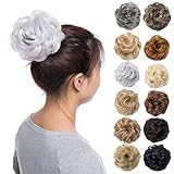 Scrunchy Updo Wavy Straight Hair Bun Clip Messy Donut Chignons Synthetic Hairpiece Hair Extension (silver gray-thicker)