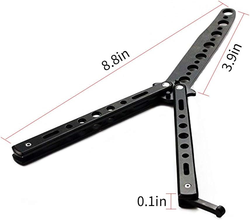 Butterfly Knife, Trainer Martial Arts Practice Swords Steel Metal Folding Knife Training Knife Tool Unsharpened, Random Color Blade Black and Silver, Set of 2: Kitchen & Dining