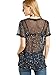 WDIRARA Women's Glitter Sheer See Through Short Sleeve Mesh Top Tee Blouse Dark Black L