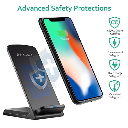 Comsoon iPhone X Wireless Charger, Wireless Charging Pad for iPhone X/ 8/ 8 Plus & all Qi Enabled Devices, Fast Charging for Samsung Galaxy S8/ S8+/ S7/ S7 edge /S6 edge+/ Note 5/ Note 8
