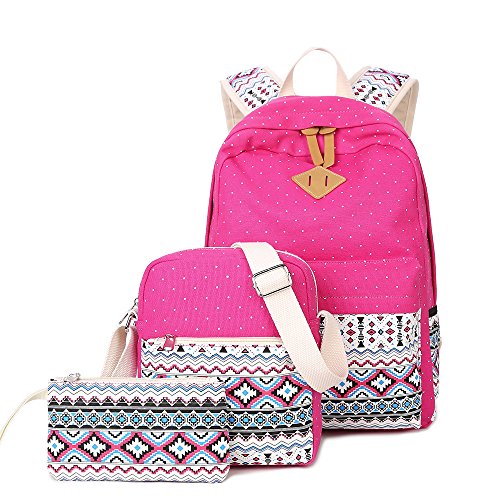 Backpack Set 3 Pieces Canvas Laptop Casual Travel School Bag for Teens Girls Boys