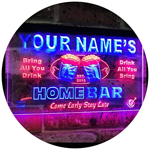 AdvpPro 2C Personalized Your Name Custom Home Bar Beer Est. Year Dual Color LED Neon Sign Red & Blue 12" x 8.5" st6s32-p-tm-rb