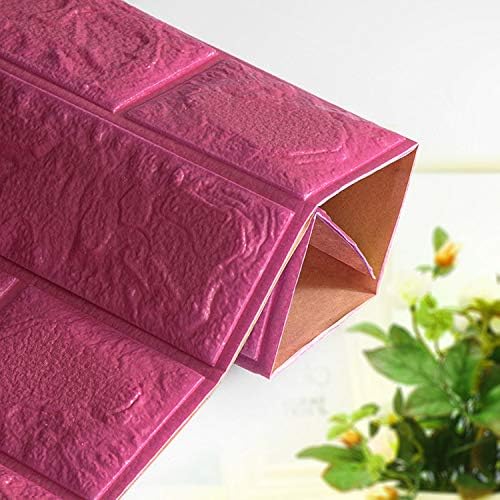 MARIAHANAN DIY Self Adhesive 3D Wall Stickers Bedroom Decor Foam Brick Room Decor Wallpaper Wall Decor Living Wall Sticker Kids Room (Wine Red)