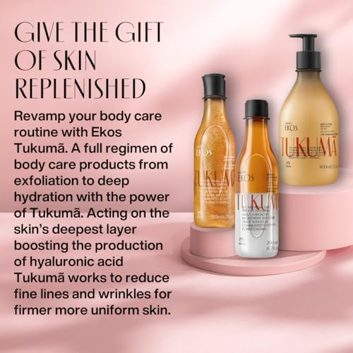 natura Ekos Tukumã Collection Replenishing Gift Set (4 Products) - Body Lotion, Hand Cream, Shower Oil, and Shower Gel - Gift Box - Vegan Skin Care - Brazilian Beauty Secrets - Self Care & Body Care