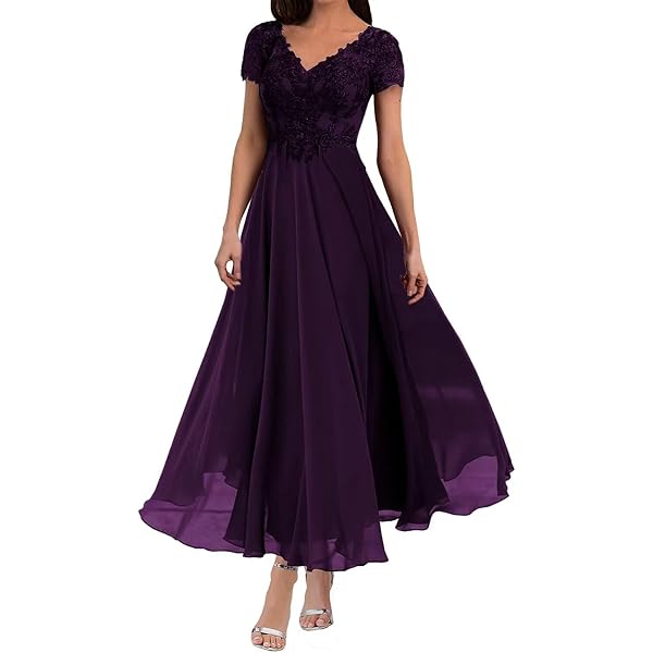 ankle length mother of the bride dresses plus size A-Line/Princess Round Neck Short Sleeves Ankle-Length Mother of the Br –  mollyevers.com