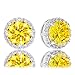 ORROUS & CO Women's 18K Gold Plated Cubic Zirconia Round Halo Stud Earrings, 3.45 Carats