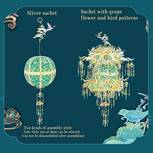 Piececool 3D Metal Puzzles for Adults, Silver Sachet with Grape DIY 3D Model Building Kits for Teens Boys, Great Halloween, 592 Pcs