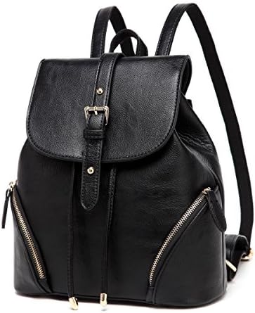DIOMO Fashion Women Shoulder Bags PU Leather Schoolbag Bacpack Rucksack Travel Bag (Black)