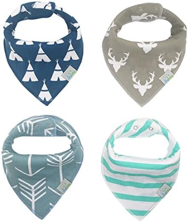 Baby Bandana Bibs, 4-Pack, Super Absorbent for Drooling and Feeding, Soft, Comfortable and Stylish Designs