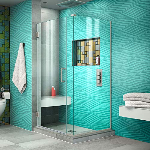DreamLine Unidoor Plus 31 in. W x 30 3/8 in. D x 72 in. H Frameless Hinged Show…