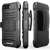 iPhone 7 Plus Belt Clip Case, Fosmon STURDY [Locking Swivel Belt Clip | Kickstand] Rugged Heavy Duty Shock Proof Case for Apple iPhone 7 Plus 5.5 (Black/Black)