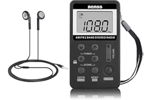 BENSS Portable Radio Mini Radio Pocket AM FM Personal Radio DSP Digital Tuning Stereo Radio Mini Receiver with LCD Screen USB Rechargeable and Earphone for Walking Jogging