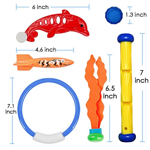 UNGLINGA Diving Swimming Pool Toys Set Underwater Toy Rings Torpedo