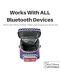 El # 1 la bandera americana enfriador con altavoces y subwoofer (Bluetooth, 15 watt) para fiestas Festivales Barco Playa. Recargable altavoz enfriador, funciona con iPhone y Android (2018 Edition)