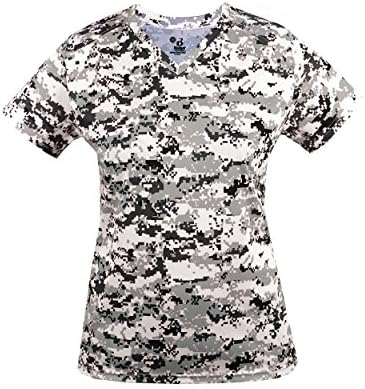 Badger Sport Ladies Digi-Camo V-Neck Wicking Moisture Management Shirt (7 Digital Colors, in 7 Women's Sizes)