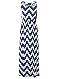 Meikeer Women's Chevron Sleeveless Maxi Boho Summer Long Dress
