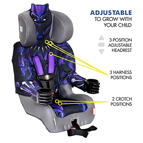 KidsEmbrace Marvel Black Panther 2-in-1 Forward-Facing Car Seat Latch | 5-Point Harness 26.5-65lbs converts to Belt-Positioning Booster 40-100lbs | Adjustable