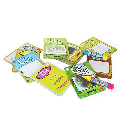 Coolplay Water Drawing Painting Writing Ring Card Board Magic Pen Doodle Toy Gift - Splash Cards -26 Alphabet