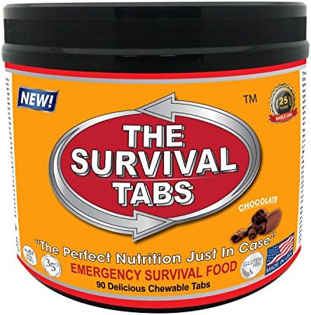 Survival Tabs 7 Day 90 Tabs Emergency Food Survival Food Meal Replacement MREs Gluten Free and Non-GMO 25 Years Shelf Life Long Term Food Storage - Chocolate Flavor