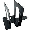 Huron Steel Non-Skid Metal Book Ends for Shelves Heavy Duty Bookends, Black, Pair (1/3/8/20/80 pr) (1)