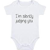 SproutJoy I'm Silently Judging You Baby Bodysuit Funny Bodysuit for Babies Funny Clothes for Baby Girl Boy 3M
