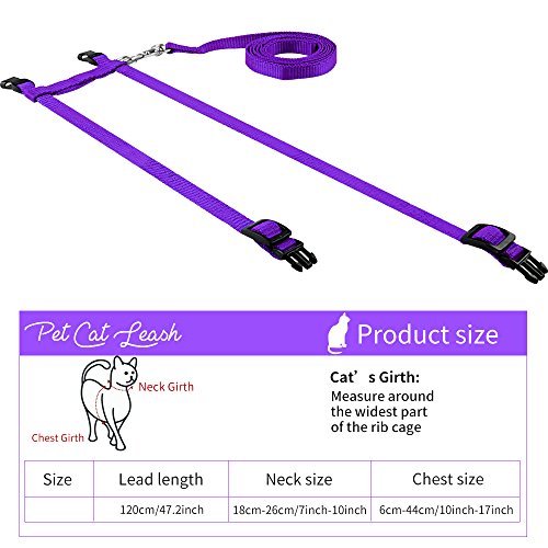 image for ONSON Cat Harness, Adjustable Harness Nylon Strap Collar with Leash, C