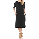 iconic luxe Women's Midi Dress with Half-Sleeve and Pockets