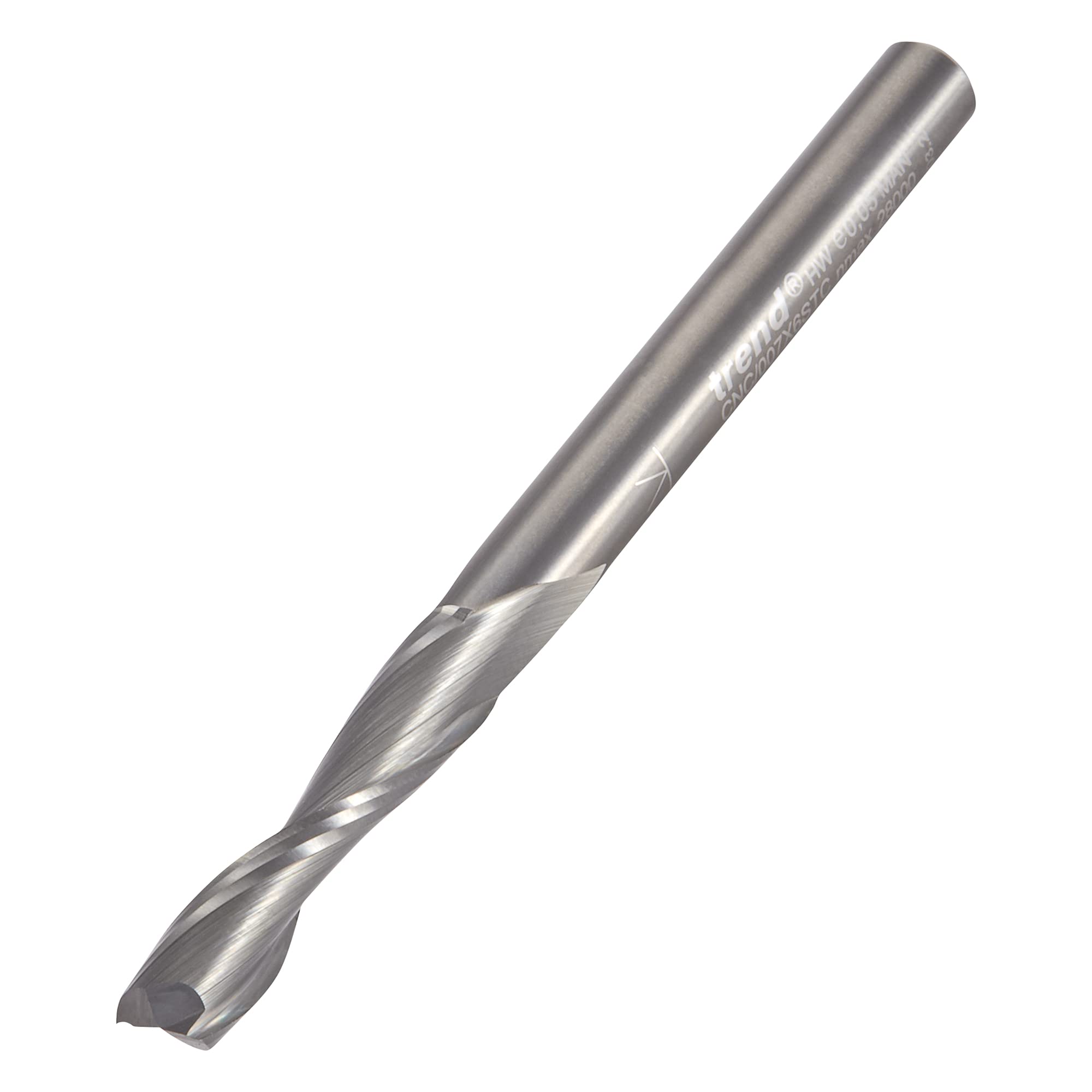 Trend CNC Spiral Right-Hand Up-Cut Router Cutter, 6mm Shank, 6mm Cut Diameter, 28mm Cut Length, Solid Tungsten Carbide, CNC/007X6STC