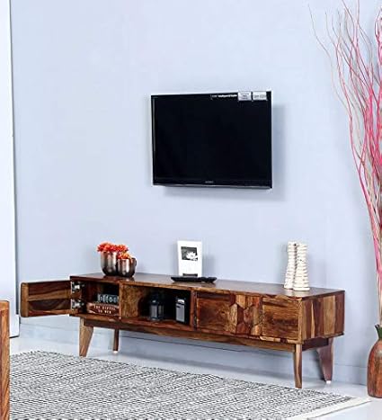 GANPATI TV Unit in Solid Wood |SHEESHAM Wood |Natural Finish |Home and Living Room |Size INCH L*B*H 55 * 14 * 16