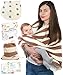 Breastfeeding Nursing Cover + 1 Burp Cloth by HealthySam - Baby Car Seat Covers - Shopping Cart, High Chair, Stroller and Carseat Canopy - Stretchy, Breathable Scarf and Shawl - Cotton - Brown Stripes