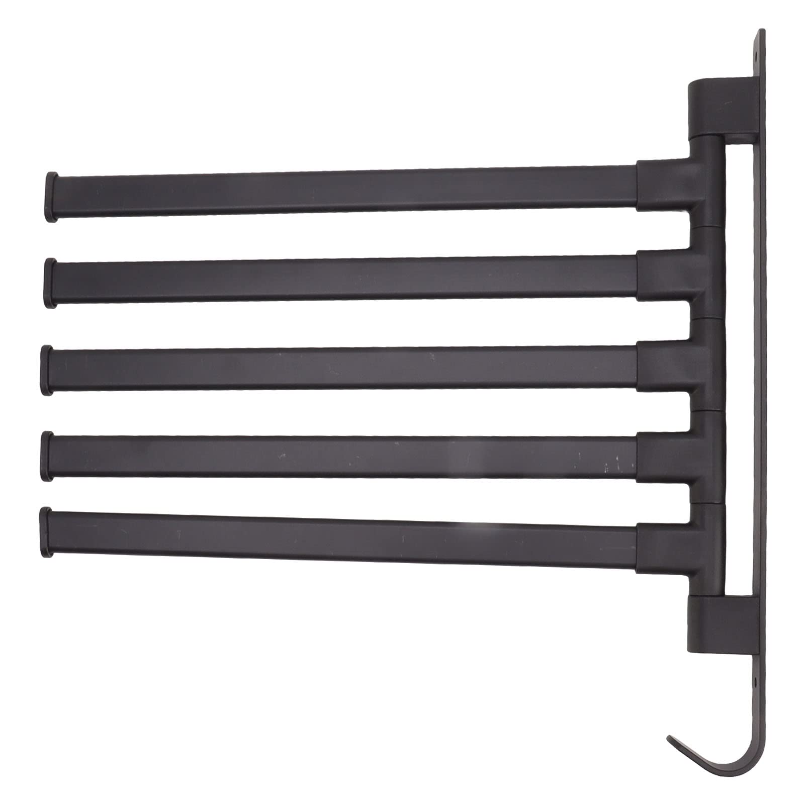 Black Swivel Towel Bar, Swivel Hand Towel Bar Punch Free Bathroom Towel Rack Wall Mounted Bathroom Corner Hanging Rod (5 Arms)