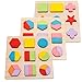 Lewo Wooden Geometric Chunky Shape Puzzles Sorting Game Early Development Educational Toys Pack of 3