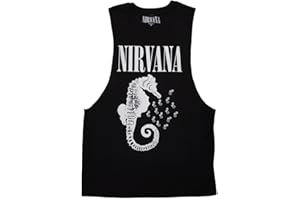 Rock Off officially licensed products Nirvana Seahorse Band Logo Mono Vest Top Black