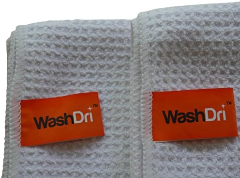 New 2-Pack! WASHDRI™ Super Absorbent White Kitchen Dish Towels - 32" x 20" Microfiber Bath Towels for Kids - Fast Drying Towel for Cars, Dogs, Sports, Hair, Hand, Camping - "Small on Price, Huge on GSM!" Guarantee