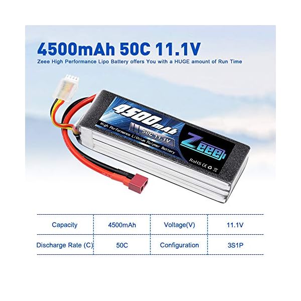 Zeee 3S LiPo Akku 11,1V 4500mAh 50C RC Batterie mit Deans T Stecker für RC Car RC Truck RC Auto Boot Helicopter LKW RC… – Bild 6