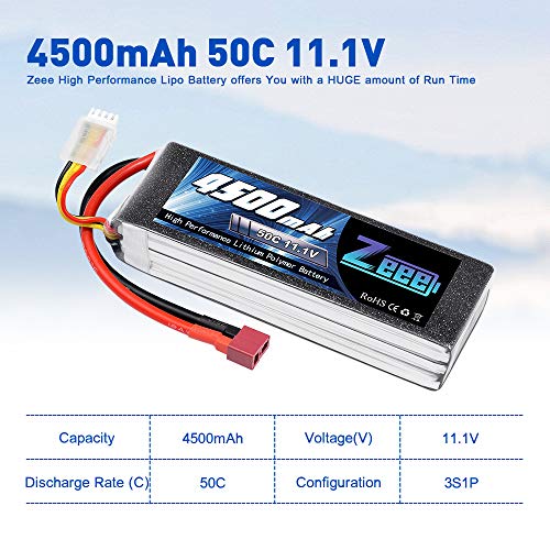 Zeee 3S LiPo Akku 11,1V 4500mAh 50C RC Batterie mit Deans T Stecker für RC Car RC Truck RC Auto Boot Helicopter LKW RC… – Bild 6
