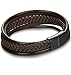 Jstyle Braided Leather Bracelet for Men Bangle Wrap Stainless Steel 8 Inch Brown