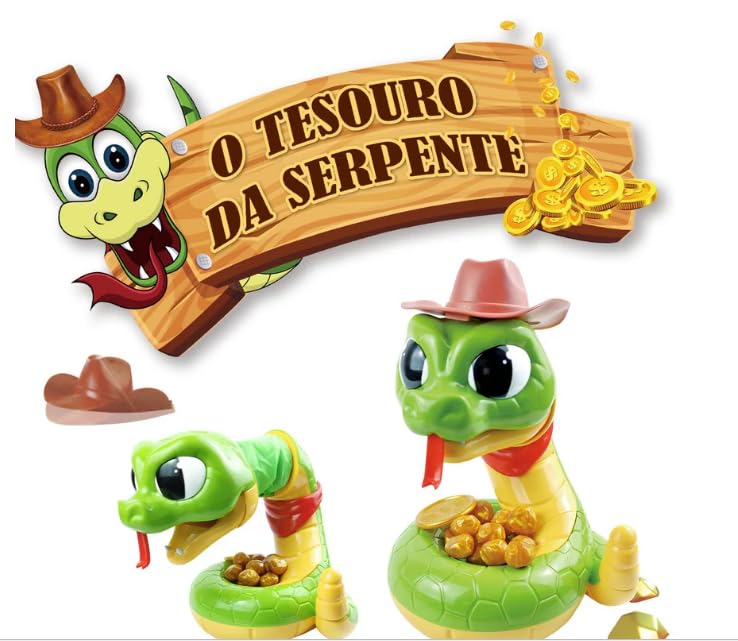 Jogo Tesouro da Serpente Cobra Cowboy Interativo Pega Ouro da Cobra com Som e Movimento Brinquedo Infantil Educativo Jogo de Habilidade e Estratégia para 2 ou Mais Jogadores Acima de 3 Anos