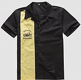 Candow Look man shirts cotton black&yellow embroidery shirt